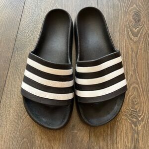 adidas Black and White Slide Sandals